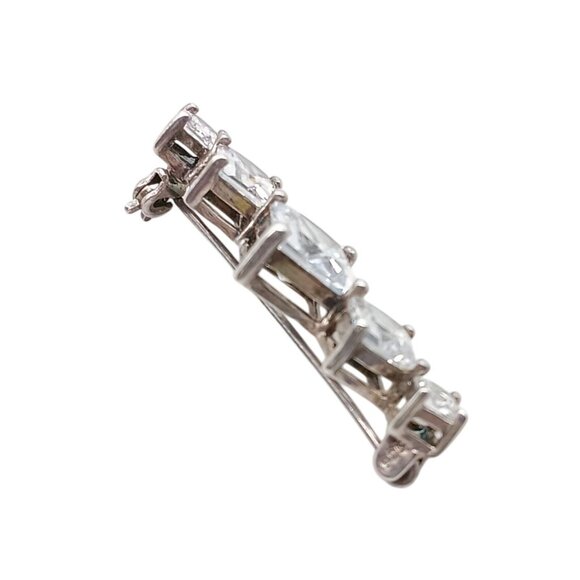 Vintage Joseph Cleary Sterling Silver & Cubic Zirconia Brooch Pin with Flashing - Picture 3 of 6